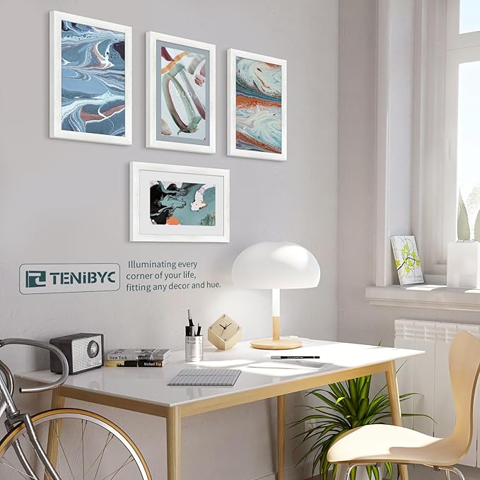 11x17 Picture Frame 3 Pack - White Woodgrain, Solid Wood & HD Tempered Glass, Wall Gallery Poster Frame