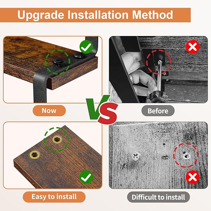 Giikin 4 Tier Spice Rack, Wooden Spice Rack for Countertop, Kitchen Counter Storage Shelves Cupcake Stand Holder Display Stand, Rustic Brown