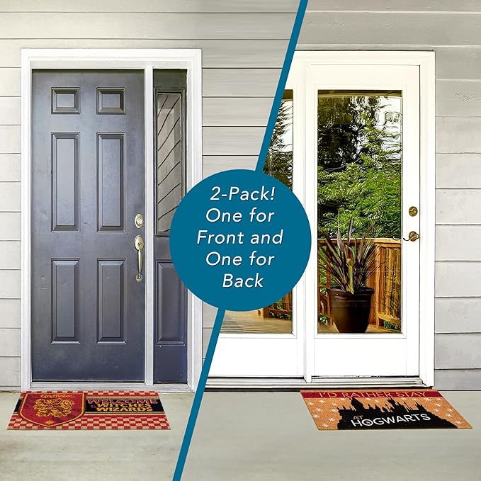 Gertmenian Harry Potter Coir Doormat - 2x3 Welcome Mat (2-Pack), Ideal for High Traffic Areas in Front Door, Garage, Entryway - Paramount Hogwarts/Witches, 80027