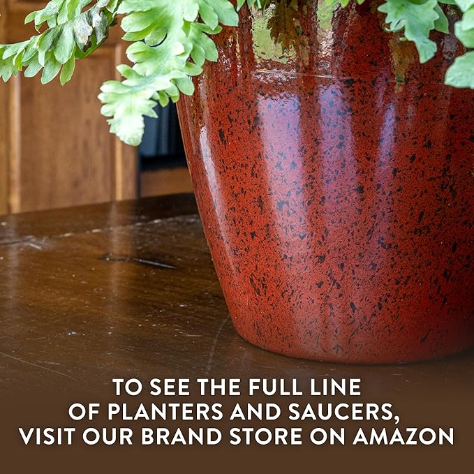 Classic Home and Garden Vogue Planter Pots w/Pottery Quality Finish - Modern Indoor & Outdoor Flower Pots - UV-Resistant Porch Planters - Decorative Pot for Flowers & Herbs (8” Weathered Copper)