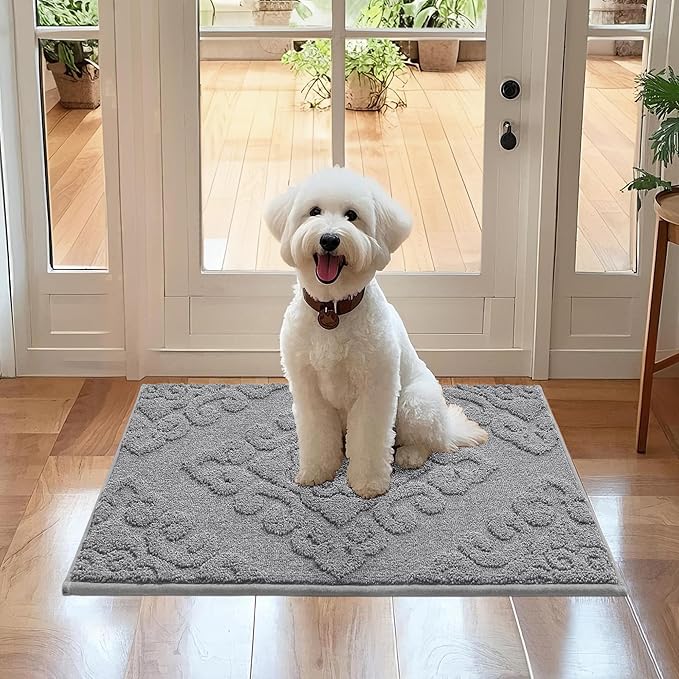 COSY HOMEER-Door-Mat-Non-Slip-Entryway-Rugs 20”x32” Absorbent Welcome Mats Washable Dirt Trapper Door Mat Entrance Floor Mats for Front Back Doormats and Wet Shoes,Grey