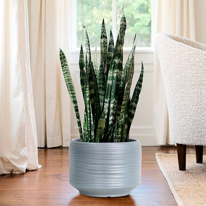 10 Inch Ceramic Plant Pot with Drainage – Large Flower Pot for Indoor Outdoor Plants, Modern Decorative Planter for Patio, Balcony, Garden, or Home Decor