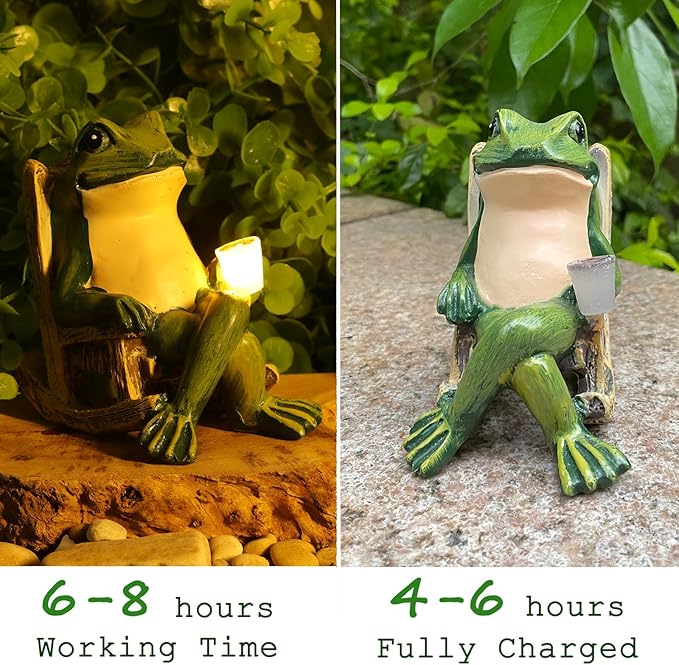 Frog Solar Lights Outdoor Garden Mini Frog Figurines Decor for Patio Yard Lawn Ornament Solar Garden Miniature Frog Decor Gift for Women Mother's Day Birthday Housewarming Gifts