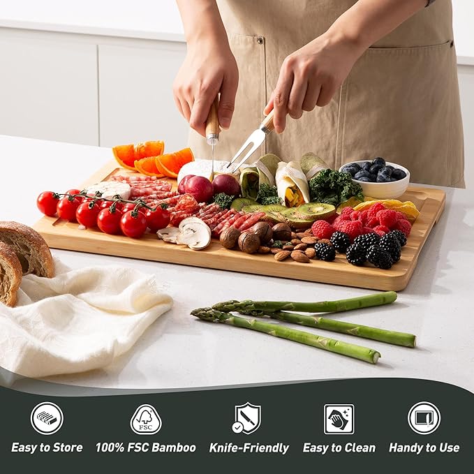 Bamboo Cutting Board Set Non Slip Feet with Holder Over Sink Adult Women Her Sister Aunt Wife Hustband Lady Bestie Soul Happy Christmas Xmas Birthday Gifts Cool Unique Aesthetic 30 40 60 70 Year Old