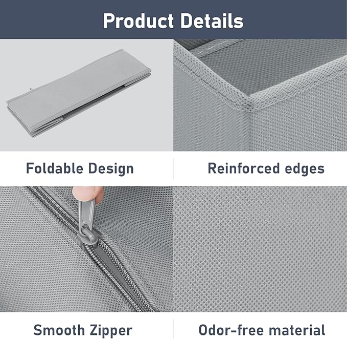 DIMJ Drawer Organizer Clothes 24 Pack - Foldable Baby Organizers and Storage & Dresser Organizer for Bedroom, Closet - Nursery Organization Dresser Dividers for underwear, Sock,Bra, Belt, Tie, Gray