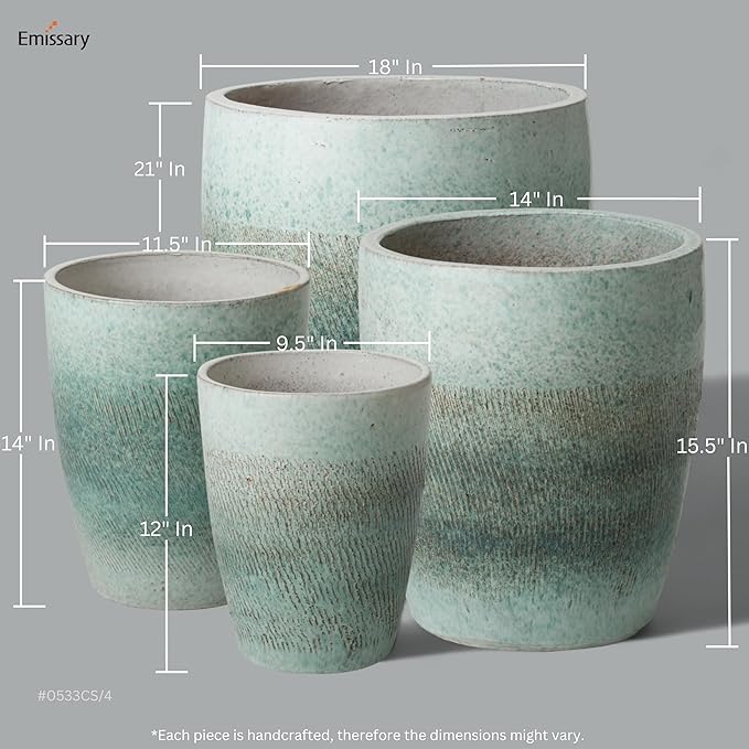 Emissary Bullet 9.5 in. Coastal Splash Ceramic Round Planter (9.5 in. L x 9.5 in. W x 12 in. H) with Drainage Hole