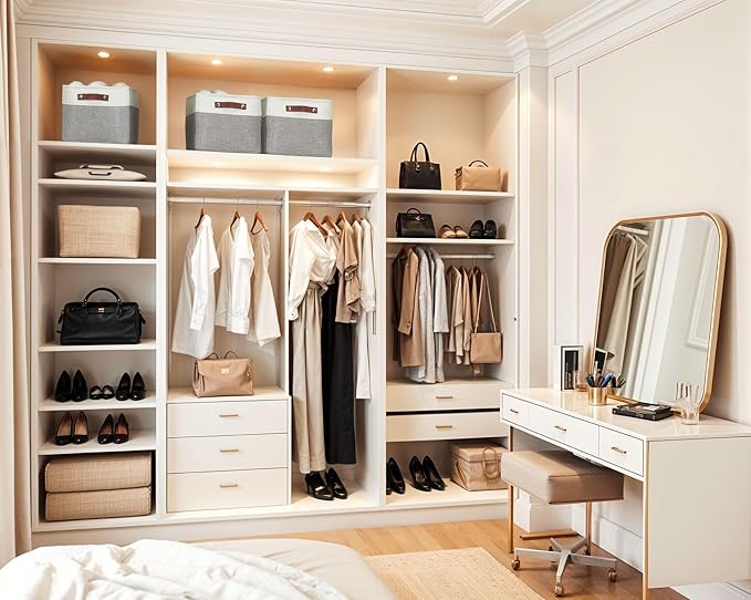 DECOMOMO Storage Bins Fabric Storage Baskets for Shelves, Linen Closet Organization Toys Nursery (Grey and White, Large - 3 Pack)