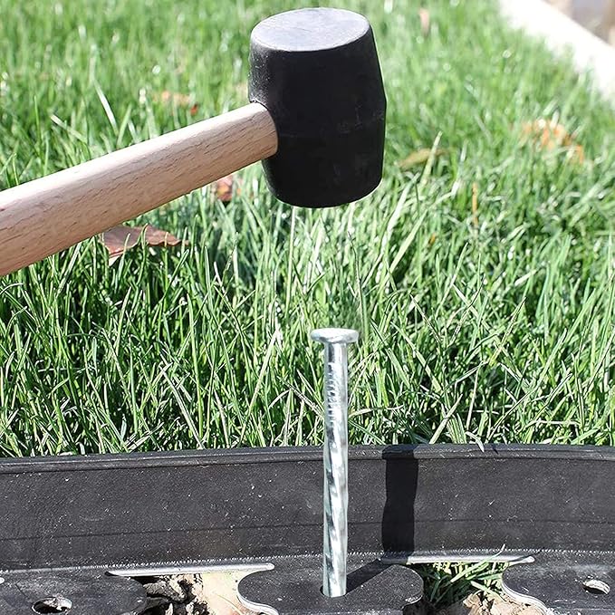 50/100/150 Pack 6" Solid Galvanized Non-Rust Metal Garden Stakes Spiral Landscape Edging Anchors for Paver Edging, Gardening, House Construction, etc (150)