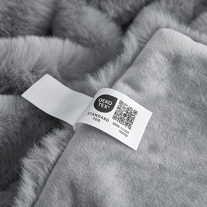Cozy Bliss Faux Fur Throw Blanket for Couch, Fuzzy Soft Plush Thick Bubble Blanket for Sofa Bedroom Living Room, 108 * 90 Inches Light Grey