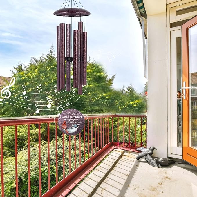 ASTARIN Custom Cardinal Wind Chimes for Loss of Lover Mom Dad, Butterfly Wind Chime Memorial Sympathy Gifts for Remembrance, Windchimes in Memory of a Loved One