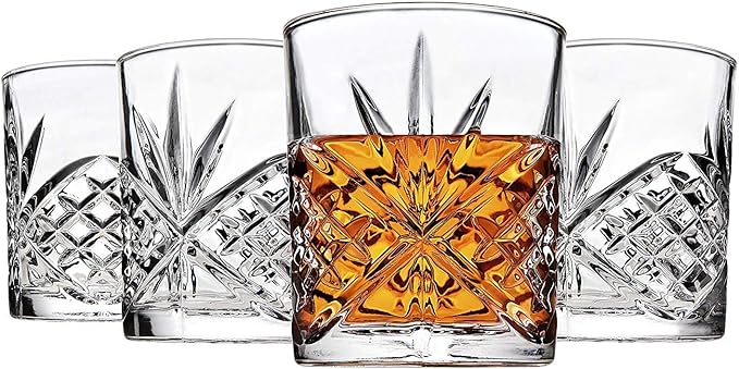 Godinger Dublin Whiskey Decanter, Liquor Decanter with 4 Double Old Fashioned Glasses, Barware, Glassware & Drinkware, for Whiskey, Liquor, Scotch & More, 750ML