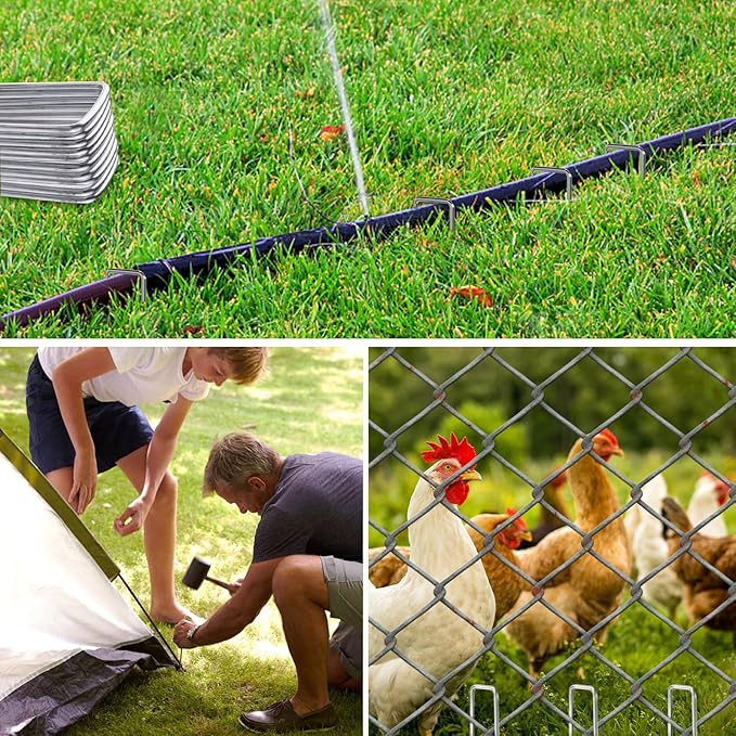 6 Inch Landscape Staples, More Thicker Heavy Duty 8 Gauge Galvanized Landscape Stakes, 125 Packs Garden Staples for Lawns, Weed Barriers, and Landscape Fabrics, Irrigation Hose, Tent Pegs 