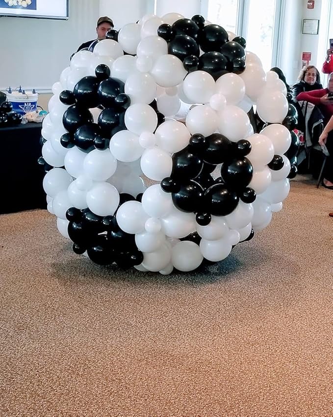 Black and White Quick Link Balloons, 100PCS Latex Linking Balloons for Making Balloon Wall Balloon Arch Balloon Chains and Wedding Birthday Baby Shower Engagement Graduation Party Decorations (10inch)