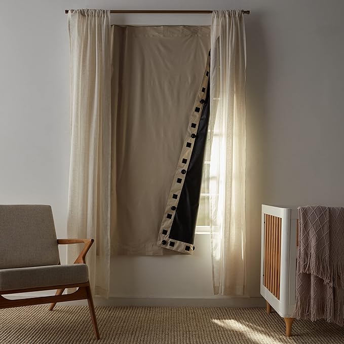 Amazon Basics Portable Blackout Curtain Shade with Suction Cups, 50"W x 78"L, 2-Pack, Beige