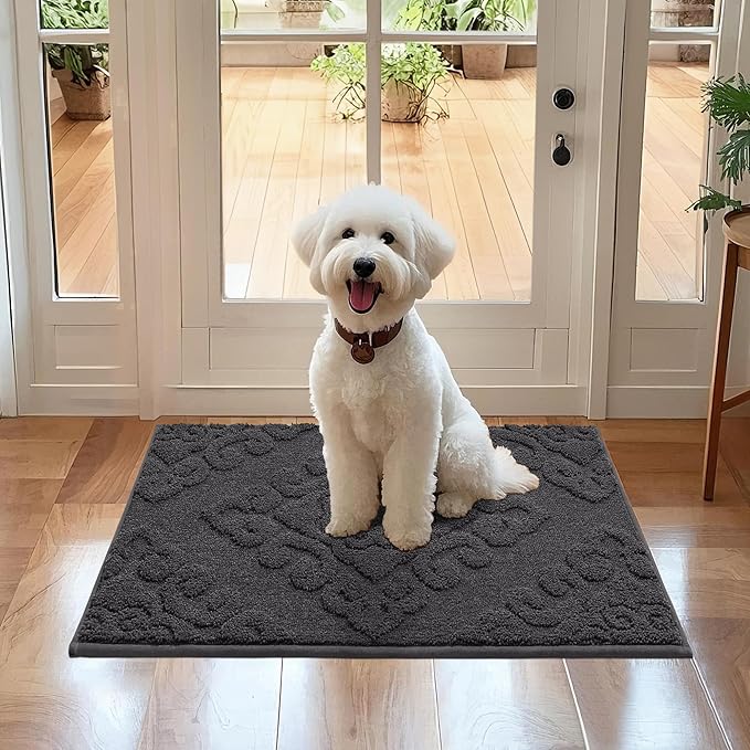 COSY HOMEER-Door-Mat-Non-Slip-Entryway-Rug 20”x32” Absorbent Welcome Mats Washable Dirt Trapper Door Mat Entrance Floor Mats for Front Back Doormats and Wet Shoes,Dark Grey
