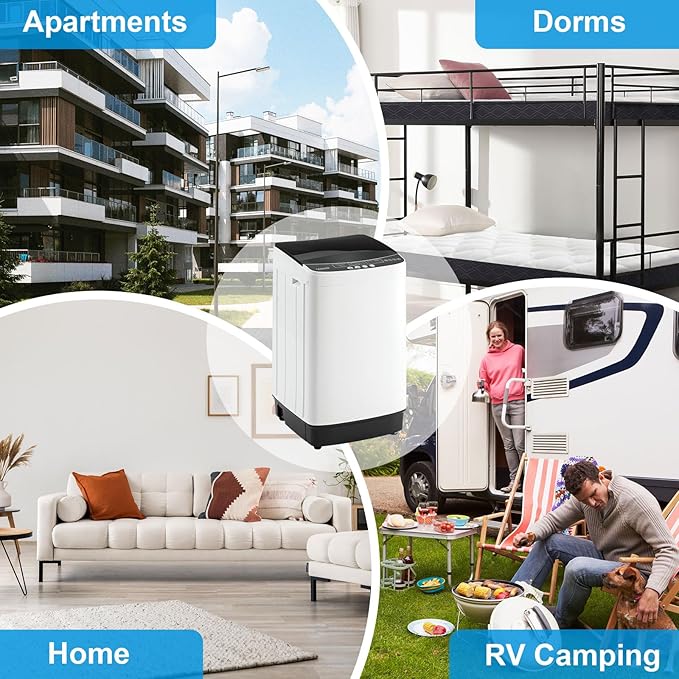 17Lbs Portable Washing Machine with10 Washing Programs, 2.2 Cu. Ft. Full Automatic Washer and Spinner Combo, Compact Laundry Washer Spinner for Apartment RV Dorm (2.2Cu. Ft)