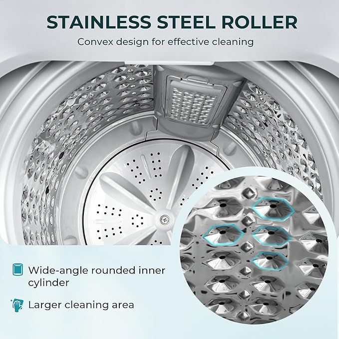 Euhomy 1.03cu.ft Portable Washer, 8.8LBS Capacity Small Portable Washing Machine with 10 Programs 5 Water Levels, Drain Pump and LED Display,Compact Washer for Apartments, RVs, Homes, Light Gray