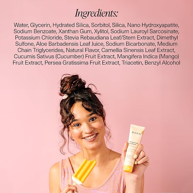 Boka Fluoride Free Toothpaste Nano Hydroxyapatite Toothpaste - Orange Cream Flavor, 4 oz 3Pk US Manufactured