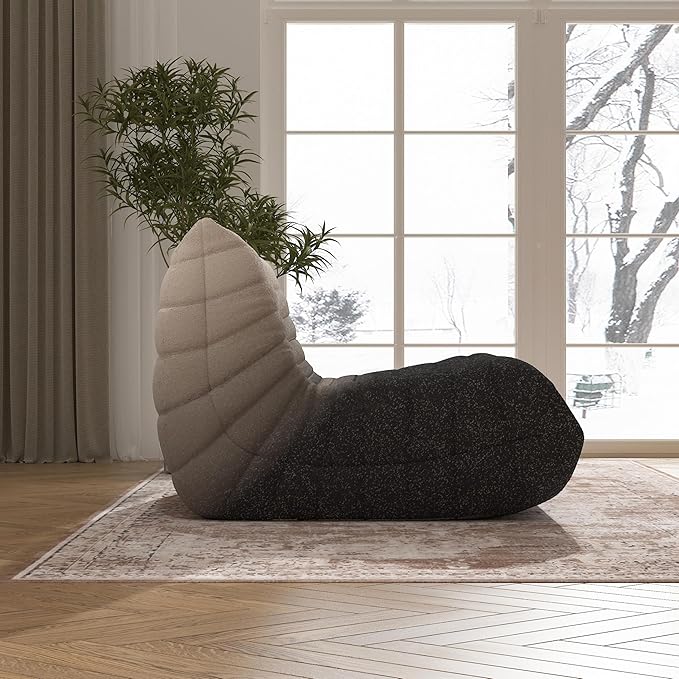 Bean Bag Chair, Fireside Chair Bean Bag Sofa Large Bean Bag Chair for Adults, Bean Bag Chairs for Teens with High Density Comfortable Foam, Memory Foam Bean Bag for Living Room, Bedroom (Black&White)