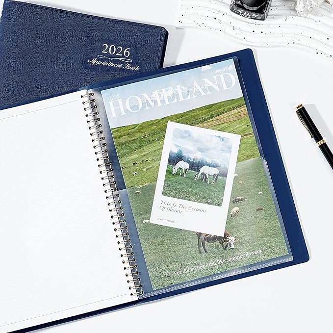 2026 Appointment Book/Planner - Weekly Appointment Book 2026, January - December 2026, 8.26"x 11.4", Daily/Hourly Planner with Tabs, 15 Minutes, Wirebound - Blue