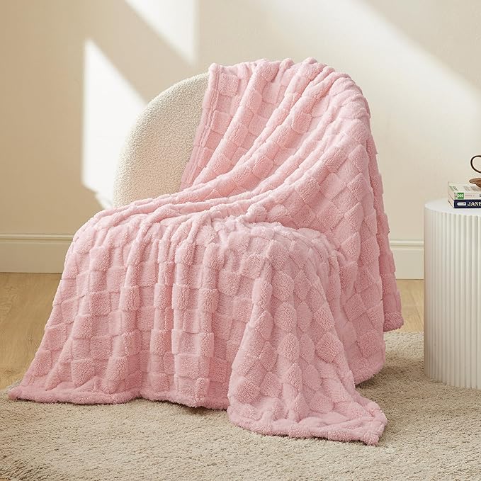 Bedsure GentleSoft Twin Blanket for Bed Blush Pink - Super Soft Cozy Blankets for Women Men Girls, Cute Fuzzy Fleece Throws for Bedroom Couch, 60x80 Inches