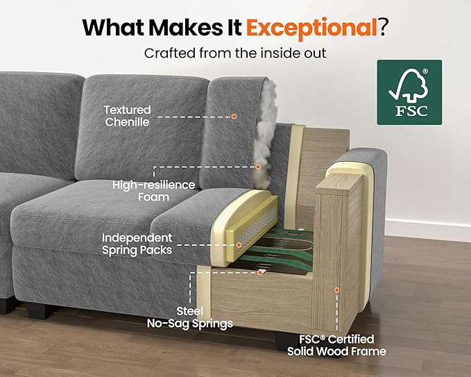 CHIC HOUSE Pull Out Sofa Bed, Full Size Sleeper Sofa, 2-in-1 Convertible Chenille Couch with USB Charging, Memory Form Couch for Living Room, Apartment & Small Space (Dark Grey, Chenille - Full)