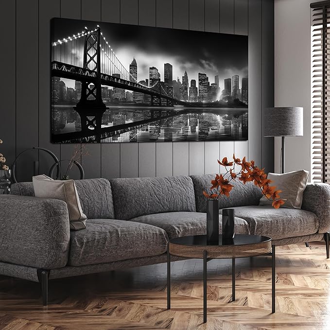 Brooklyn Bridge Wall Art Large City Wall Decor for Living Room Office Wall Decor 29 x 59 Inch