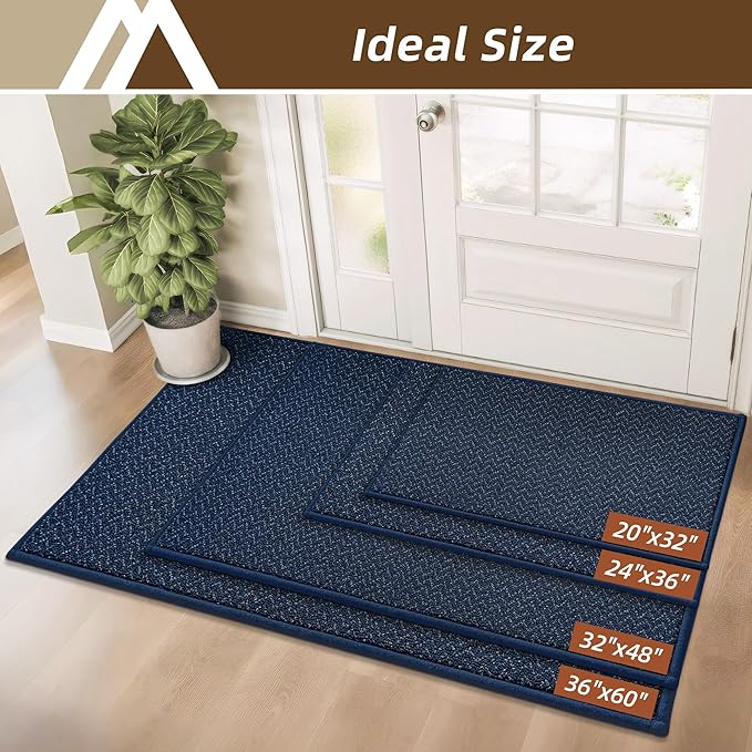 COSY HOMEER-Door-Mat 24"x36" Non Slip Absorbent Entryway Rugs Dirt Trapper Doormats Washable Entrance Mats Low Pile Welcome Floor Mat for Front Back Door and Entry Mats,Navy Blue