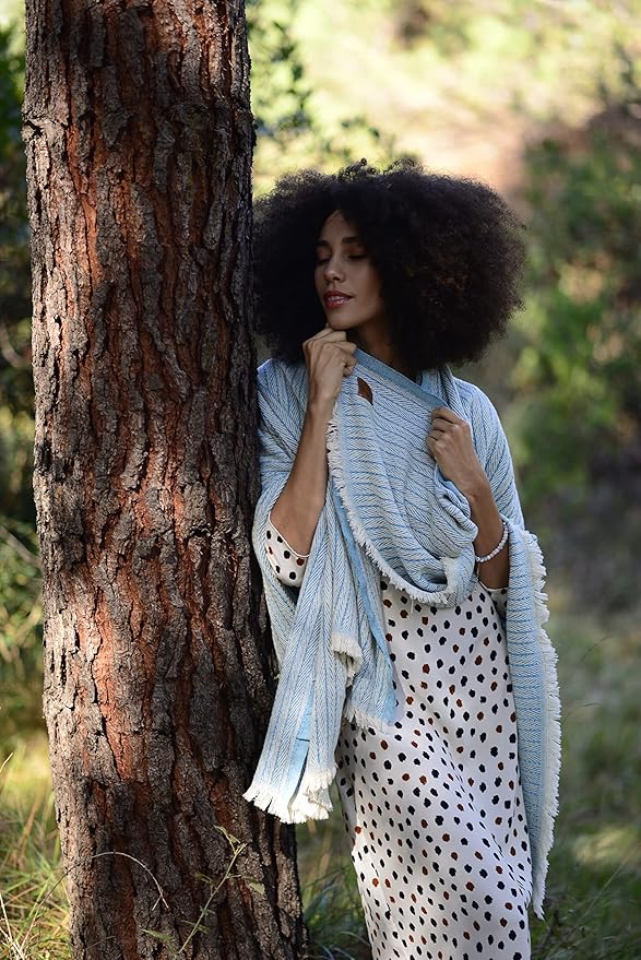 Gold Case Throw Blanket for Couch – 100% Recycled Turkish Cotton Blankets – Elegant Decorative Throw Blankets for Living Room Sofa – Woven Throws for Couch – Vintage Turquoise– 50x60 (Set of 2)