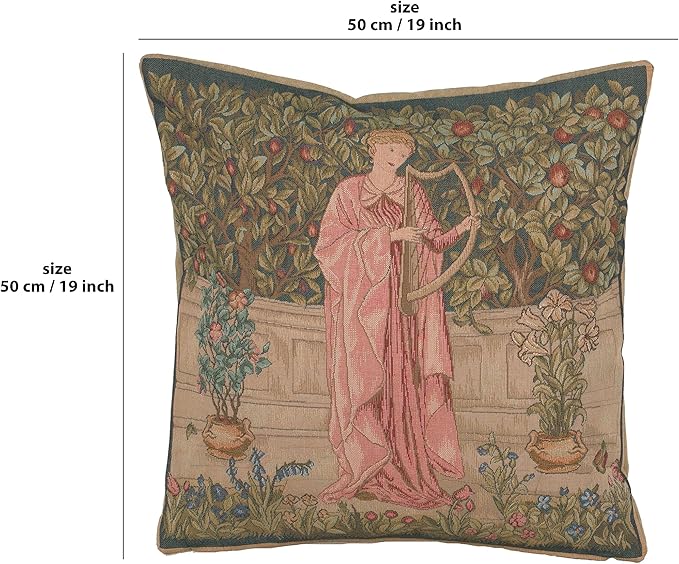 Charlotte Home Furnishings Decorative Tapestry Pillow Cover 19x19 in, Green Menestrel Couch Throw Pillow Cover, French Country Square Cushion Cases for Bed Room Home Decor, Soft Cotton Jacquard Woven