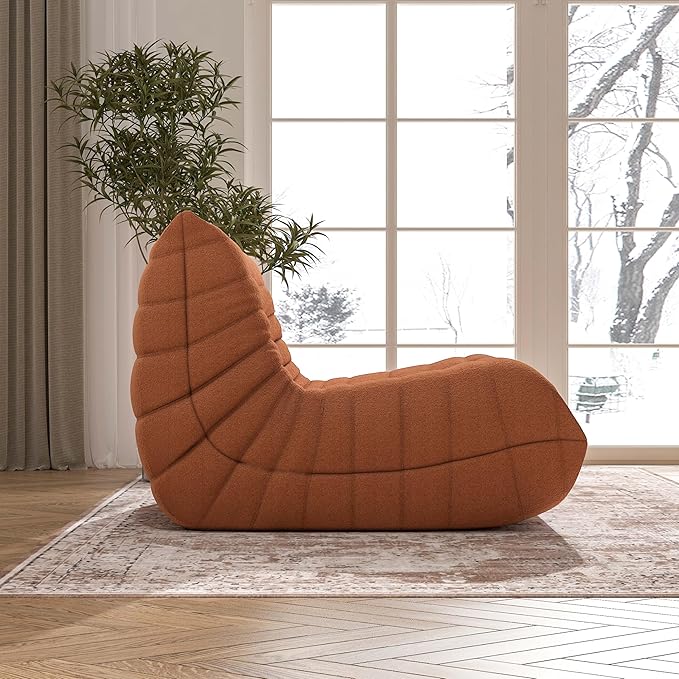 Bean Bag Chair, Fireside Chair Bean Bag Sofa Large Bean Bag Chair for Adults, Bean Bag Chairs for Teens with High Density Comfortable Foam, Memory Foam Bean Bag for Living Room, Bedroom (Orange)