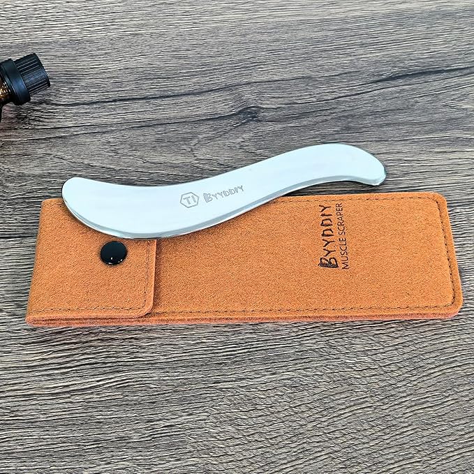 BYYDDIY 6.3 inch Hypoallergenic Titanium Gua Sha Muscle Scraper Tool,Muscle Scraping Tool (S-TI)
