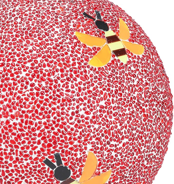 Gazing Ball 8 Inch Bee Glass Mosaic Garden Globe Outdoor Gazing Globe Yard Ornament for Garden Yard Home Lawn Outdoor Decoration Gift for Women (Not Solar Powered)