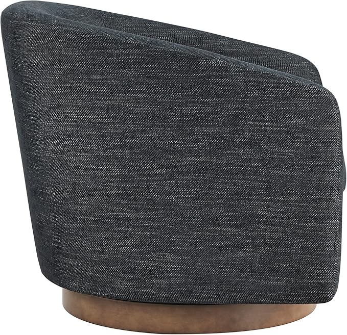 CHITA Swivel Accent Chair, FSC Certified Upholstered Fabric Barrel Chair for Living Room, Fully Assembled, Midnight