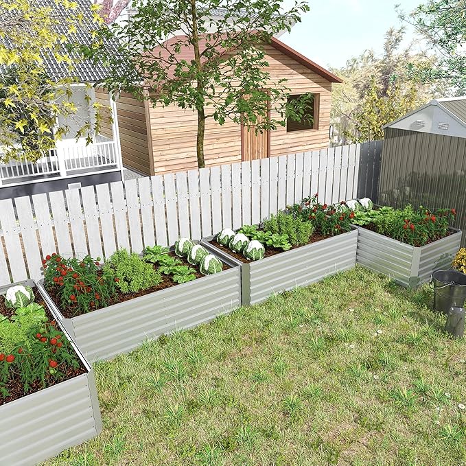 8x4x2 ft Outdoor Raised Garden Bed, Large Metal Planter Raised Beds, Planters for Outdoor Plants for Vegetables, Flowers, Herbs, Fruits, and Succulents.(4 Pcs)