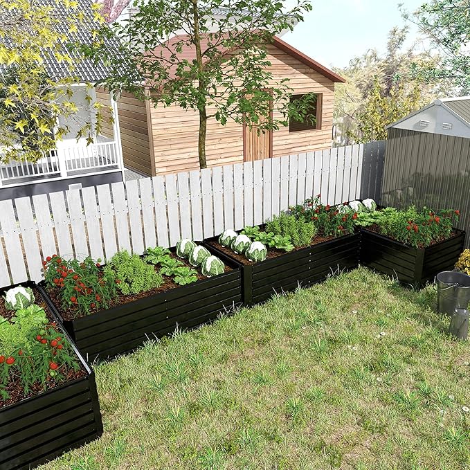 6x3x2 ft Raised Garden Bed, Large Metal Planter Raised Beds, Planters for Outdoor Plants for Vegetables, Flowers, Herbs, Fruits, and Succulents.(4 Pcs)