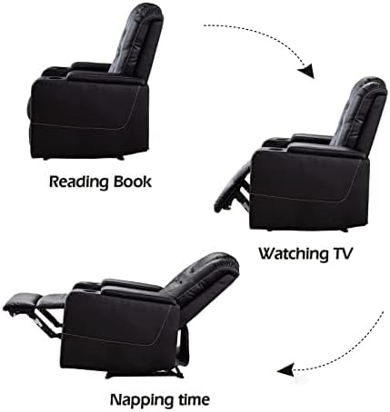 CANMOV Electric Power Recliner Chair Set of 3, Breathable Leather Home Theater Seating with Hidden Arm Storage, Power Recliner Chair with USB Ports and Cup Holders for Living Room,Black