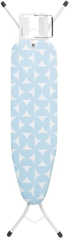 Brabantia Size A Compact Small Ironing Board (43x12 in) 7 Height Options, Adjustable Steam Iron Rest Holder (Fresh Breeze) Non-Slip Feet, Anti-Collapse Child Locks