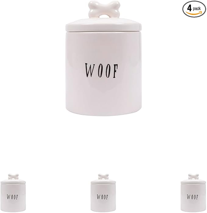 Creative Co-Op Woof Jar with Bone Handle on Lid (Pack of 4)