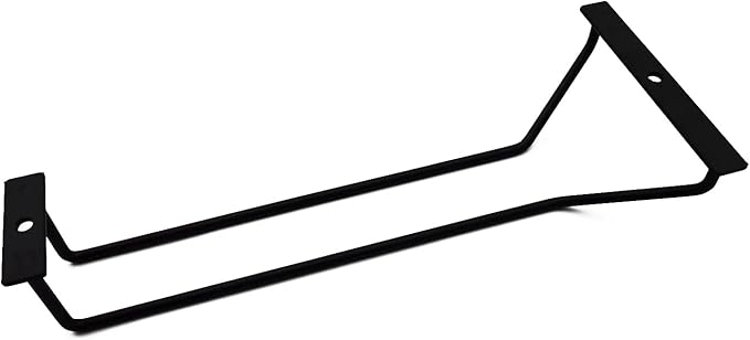 10.8 Inch Black Wine Glass Rack, Under Cabinet Wine Glass Holder Stainless Steel Stemware Rack - Hanging Stemware Holder for Cabinet Kitchen Bar, Set of 2