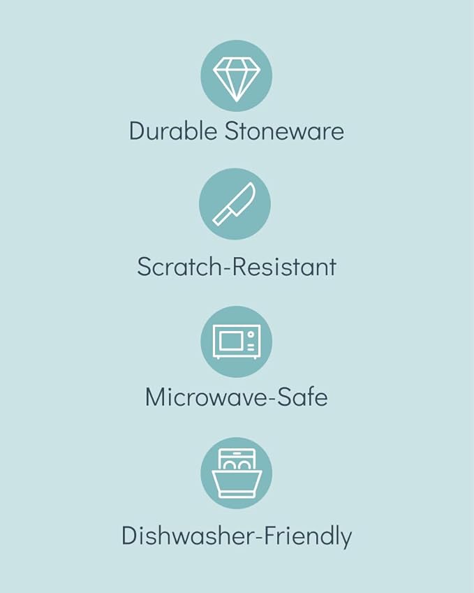 16 Piece Dinnerware Sets for 4 - Modern Style Stoneware Dinnerware Set - Scratch Resistant, Dishwasher Safe Plates and Bowls Sets Ceramic, Dish Set, Bowl and Plate Set - Black and Petrol Blue…