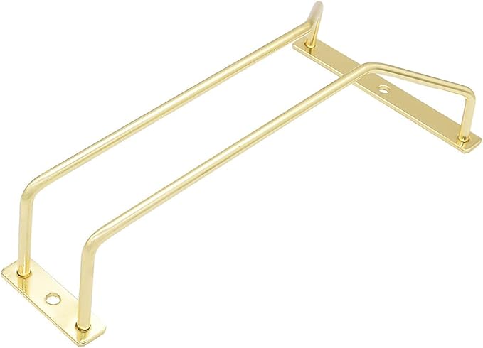 8.8-Inch Gold Wine Glass Rack, Under Cabinet Wine Glass Holder Stainless Steel Stemware Rack - Hanging Stemware Holder for Cabinet Kitchen Bar, Set of 3