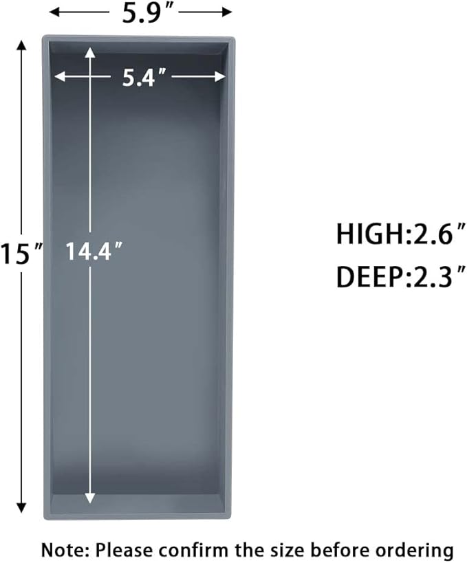 Bamboo Drawer Organizer - Kitchen Utensil Organizer Silverware Tray Cutlery Holder，Office Desk Supplies and Accessories,15 * 5.9 * 2.6,Grey