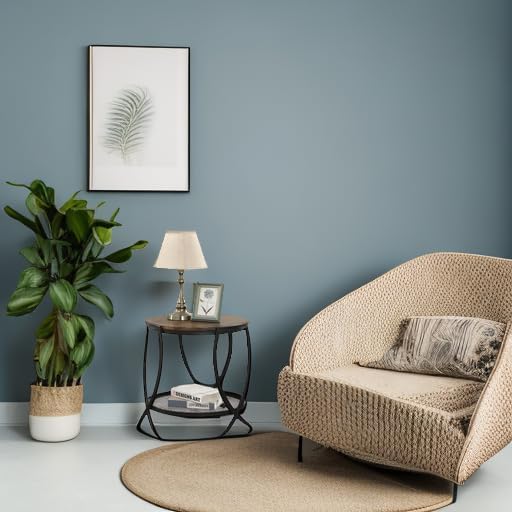 ASYA Industrial Round End Table with Storage Shelf, 2-Tier Side Table for Living Room, Adjustable Feet & lmitation Wood Grain Surface, Rustic Brown