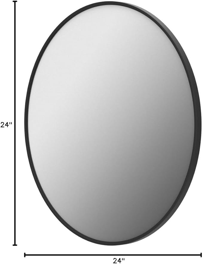 Fabuday Black Round Mirror for Wall 24 inch - Circle Mirror for Bathroom, Entryway, Living Room, Hallway, Vanity Decor, Big Matte Metal Frame Mirror