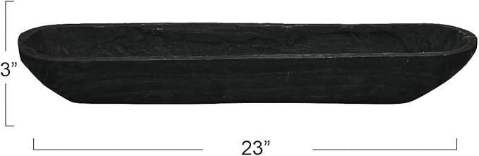 Creative Co-Op Decorative Paulownia Wood Bowl, Black