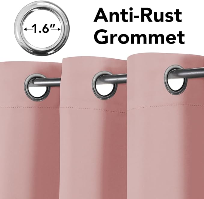 H.VERSAILTEX Blackout Curtains for Bedroom Thermal Insulated Room Darkening Living Room Curtains 84 Inch Long Grommet Privacy Protection Window Curtain Panels/Drapes for Nursery, 2 Panels, Baby Pink