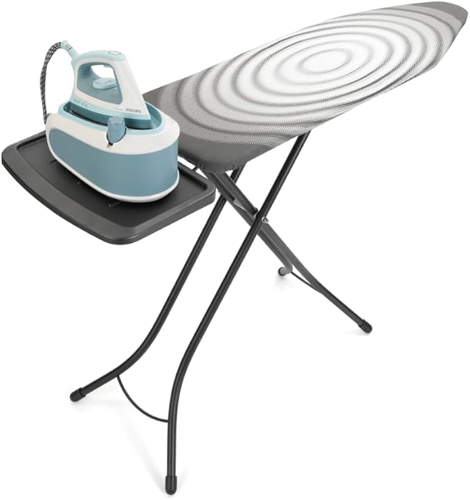 Brabantia - Ironing Board C - Extra Large Steam Unit Holder - Adjustable in Height - Non-Slip Rubber Feet - Cotton Cover with Foam Layer - Foldable XL Unit - Titan Oval - 49 x 18 inches