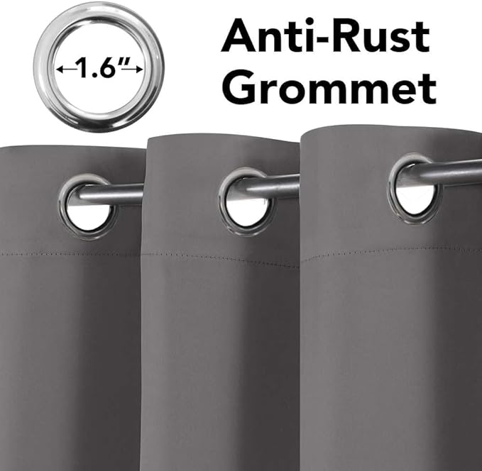 H.VERSAILTEX Blackout Curtains for Bedroom Thermal Insulated Room Darkening Living Room Curtains 72 Inch Long Grommet Privacy Protection Window Curtain Panels/Drapes for Nursery,2 Panels,Grey