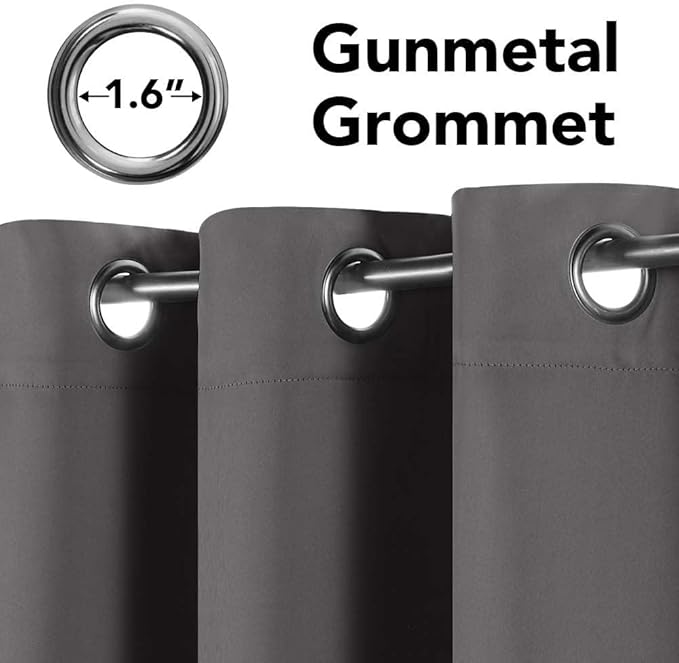 H.VERSAILTEX Blackout Grey Curtains for Bedroom/Living Room Thermal Insulated, 52" Wide x 63" Long Each Panel,Grommet Top (Set of 2 Panels, Charcoal Gray)